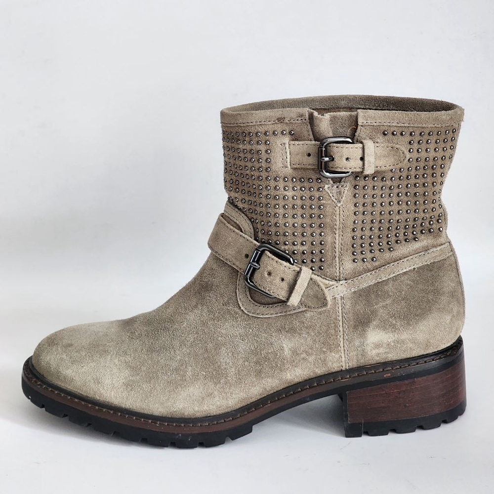 COACH Gates Gray Suede Studded Moto Boots Size 8 - Picture 5 of 8